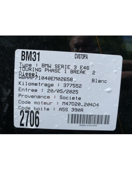 Cardan arriere droit (transmission) BMW SERIE 3 E46 TOURING PHASE 1 BREAK Diesel
