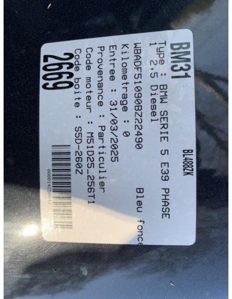 Durite BMW SERIE 5 E39 PHASE 1 Diesel