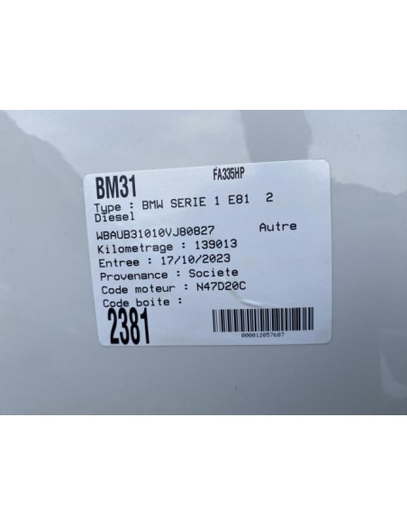 Bras essuie glace arriere BMW SERIE 1 E81 Diesel