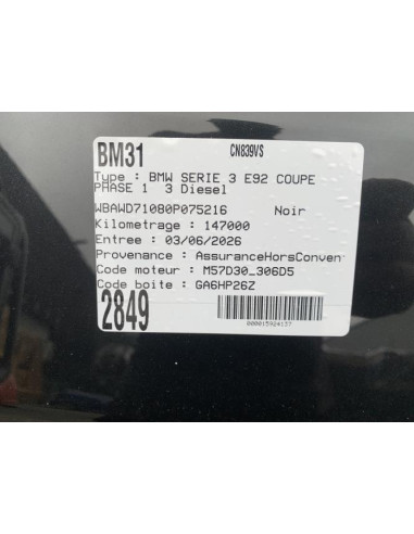 Aile avant droit BMW SERIE 3 E92 COUPE PHASE 1 Diesel