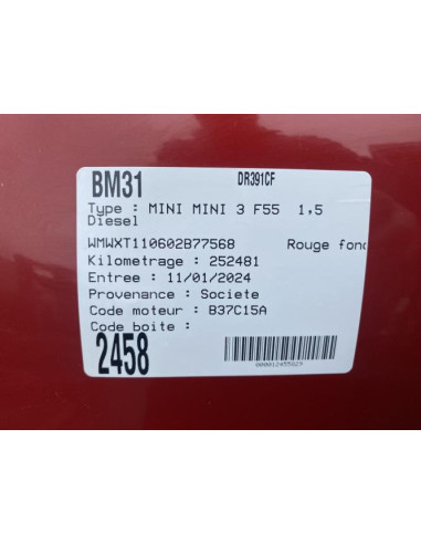 Joint de porte arriere gauche MINI MINI 3 F55 Diesel