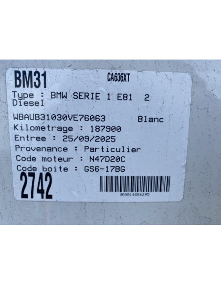 Batterie BMW SERIE 1 E81 Diesel