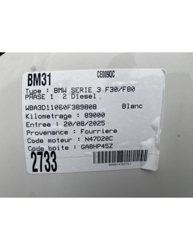 Conduite d'air BMW SERIE 3 F30 PHASE 1 Diesel