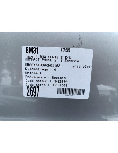 Moulure de pare choc arriere BMW SERIE 3 E46 COMPACT PHASE 2 Essence